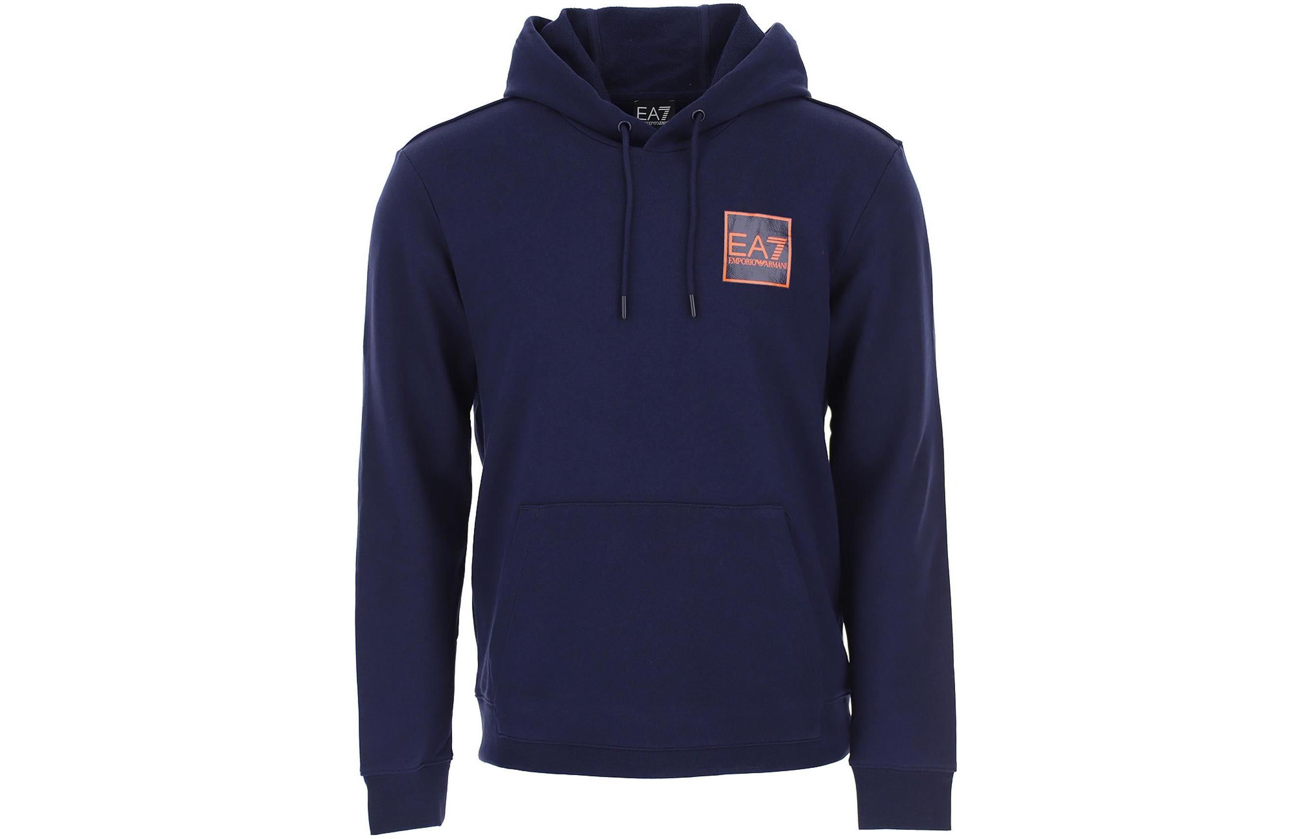 Emporio Armani EA7 Blue Hoodie with Logo Print - SS22 Collection 3LPM51-PJEQZ-1554