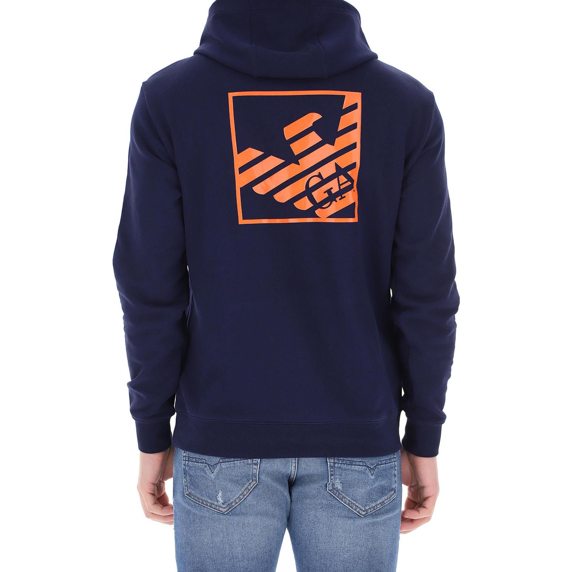 Shop Emporio Armani EA7 Hoodie Biru Cetak Logo - Koleksi SS22 3LPM51-PJEQZ-1554