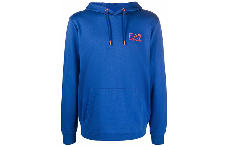 Emporio Armani EA7 Blue Hoodie with Logo Print Design 6KPM47-PJ05Z-1570