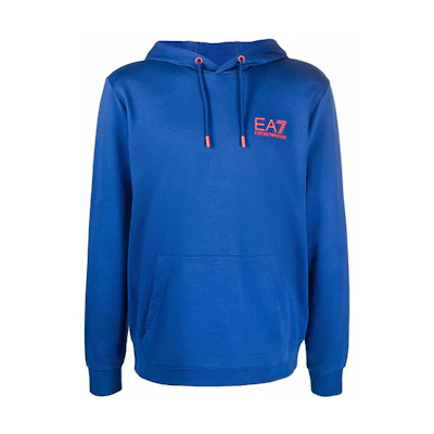 Emporio Armani EA7 Blue Hoodie with Logo Print Design 6KPM47-PJ05Z-1570