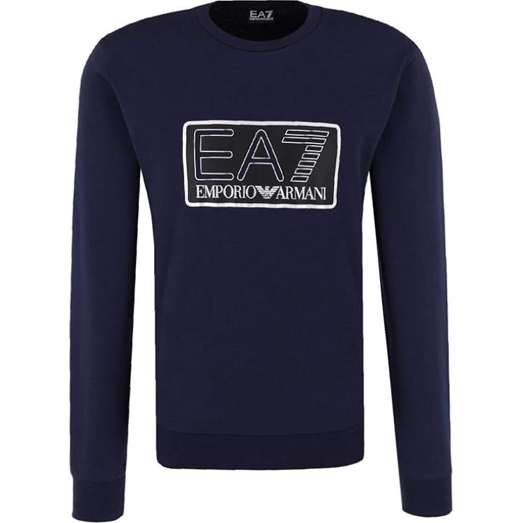 Emporio Armani EA7 Blue Letter Crewneck Long-Sleeve Sweatshirt 6ZPM60-PJ05Z-1554