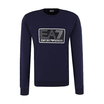 Emporio Armani EA7 Blue Letter Crewneck Long-Sleeve Sweatshirt 6ZPM60-PJ05Z-1554