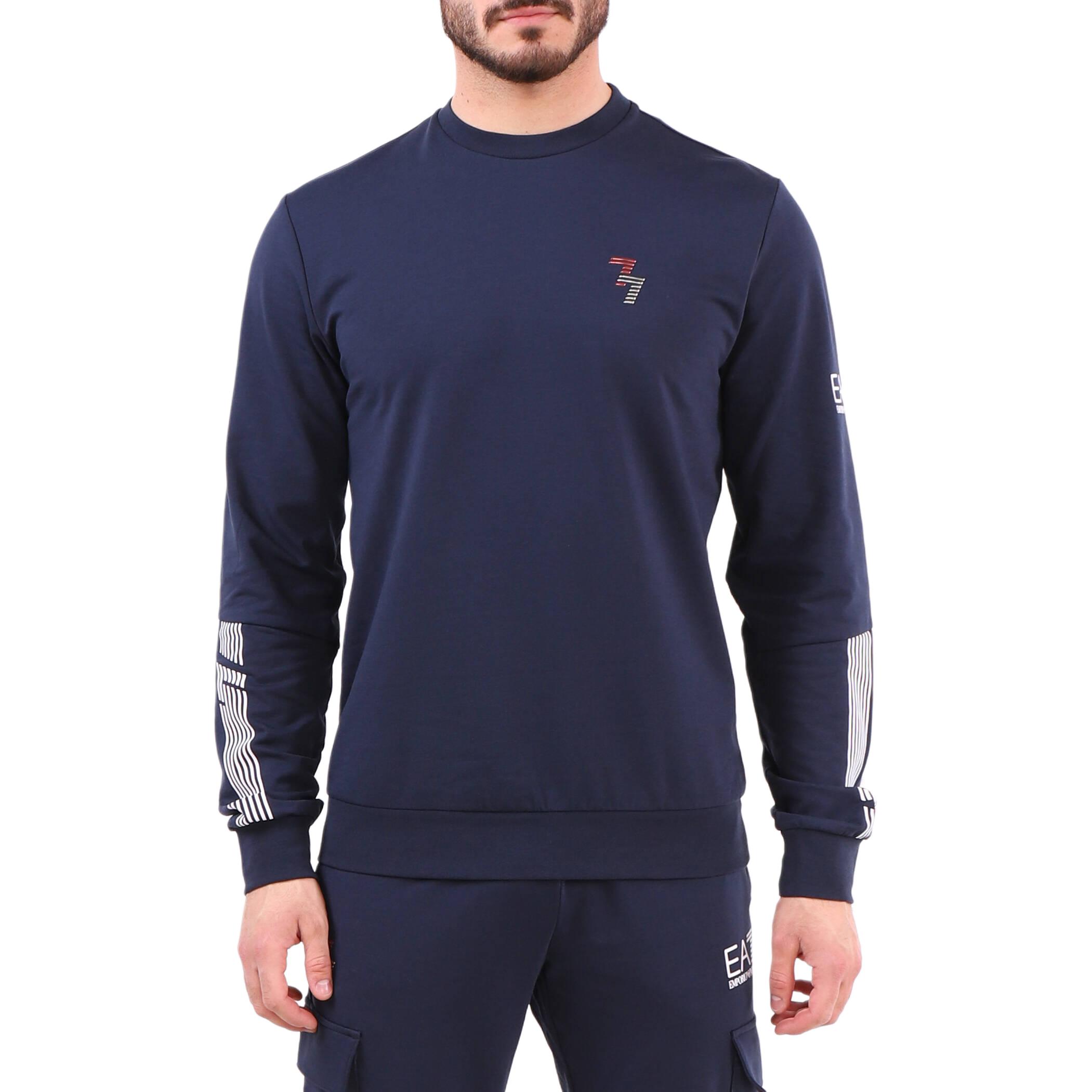 Emporio Armani EA7 Blue Letter Print Crewneck Sweatshirt 3RPM06-PJLIZ-1554