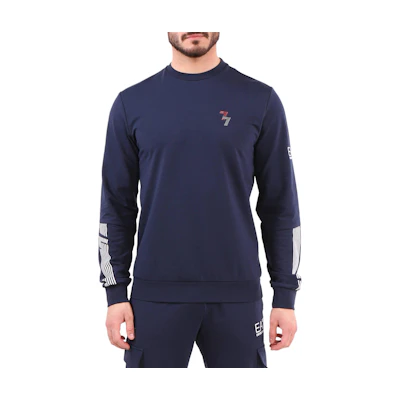 Emporio Armani EA7 Blue Letter Print Crewneck Sweatshirt 3RPM06-PJLIZ-1554