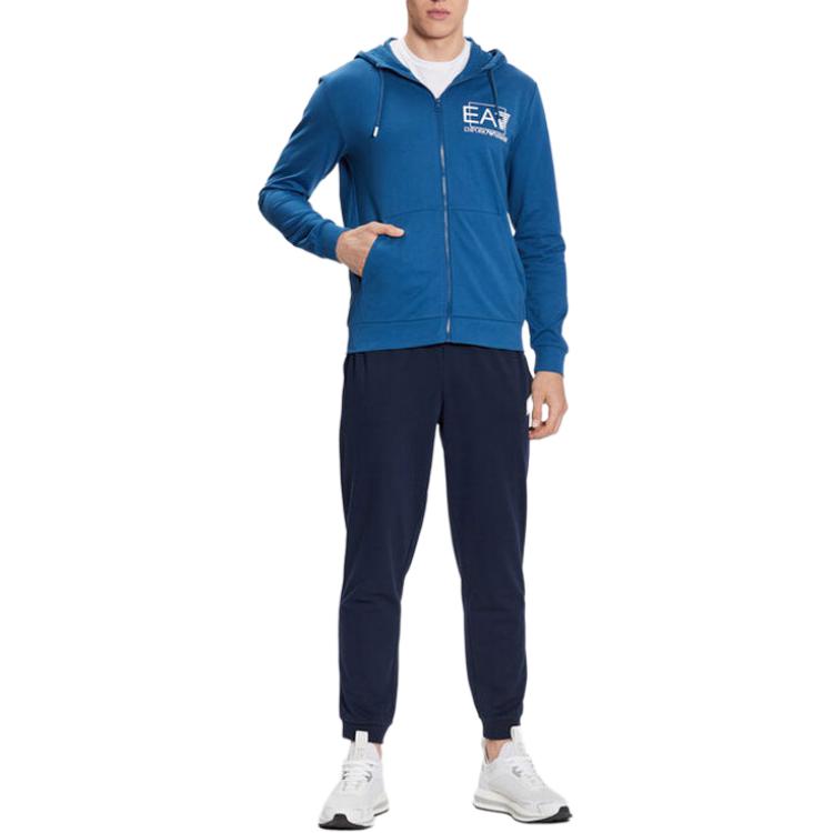 Emporio Armani EA7 Blue Logo Hoodie Jacket SS23 Collection 3RPM53-PJ05Z-1534