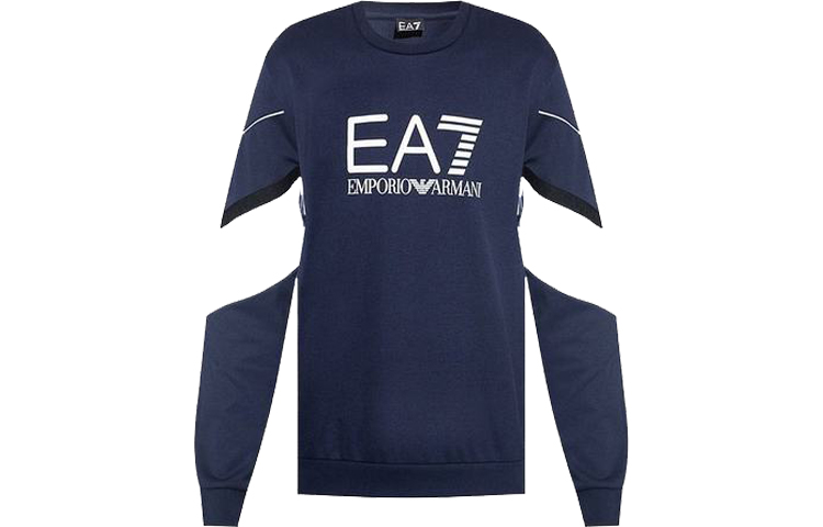 Emporio Armani EA7 Blue Logo Print Crewneck Sweatshirt 6KPM03-PJ3MZ-1554