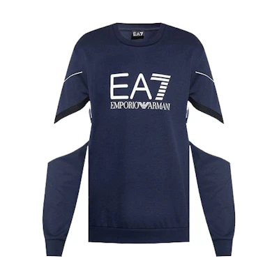 Emporio Armani EA7 Blue Logo Print Crewneck Sweatshirt 6KPM03-PJ3MZ-1554