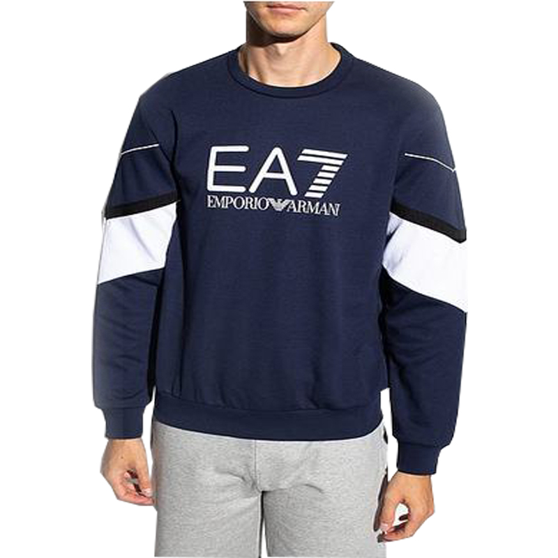 Lookbook Emporio Armani EA7 藍色標誌印花圓領長袖運動衫 6KPM03-PJ3MZ-1554