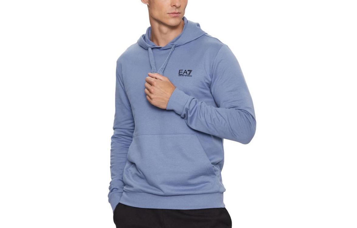 Emporio Armani EA7 Blue Logo Print Hoodie 8NPM04-PJ05Z-1531