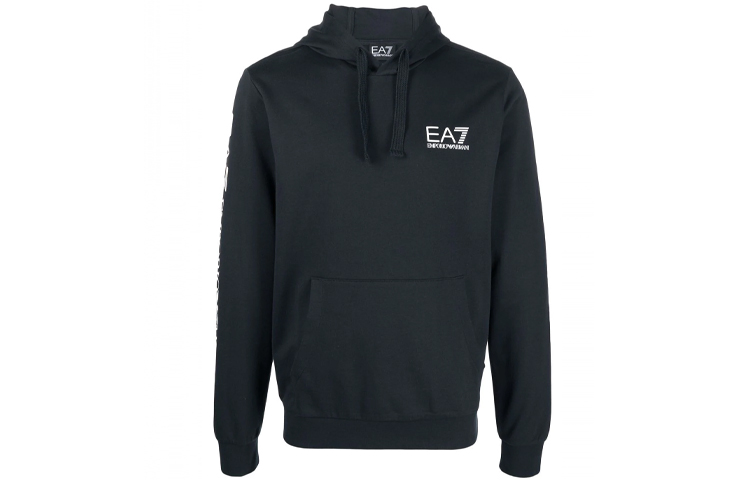Emporio Armani EA7 Blue Logo Print Long Sleeve Pullover Hoodie 8NPM18-PJ05Z-0544
