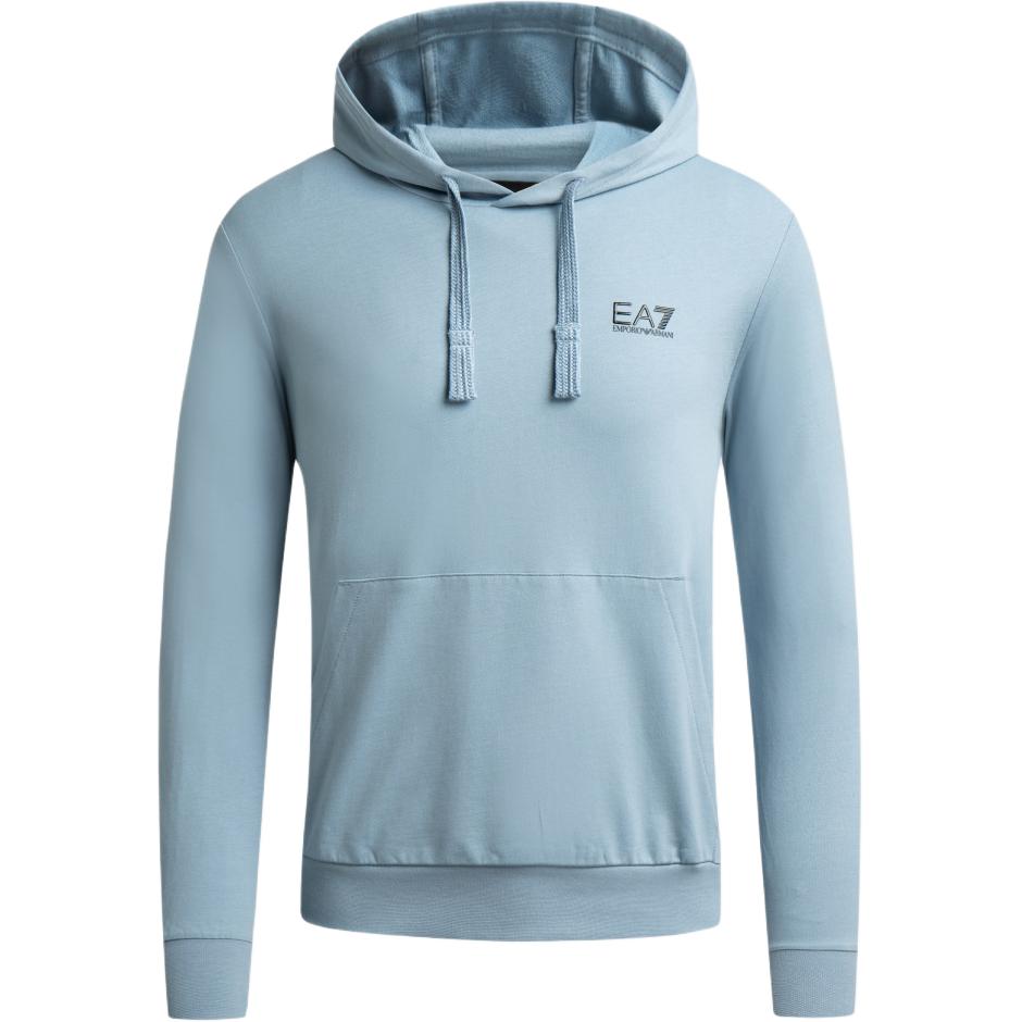 Emporio Armani EA7 Blue Logo Print Pullover Hoodie with Long Sleeves 8NPM04-PJ05Z-1506