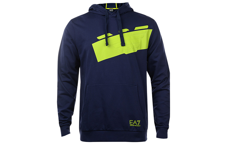 Emporio Armani EA7 Blue Printed Cotton Hoodie 6HPM78-PJ05Z-1554