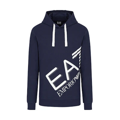 Emporio Armani EA7 Blue Printed Loose-Fit Hoodie 6HPM26-PJ8LZ-1554