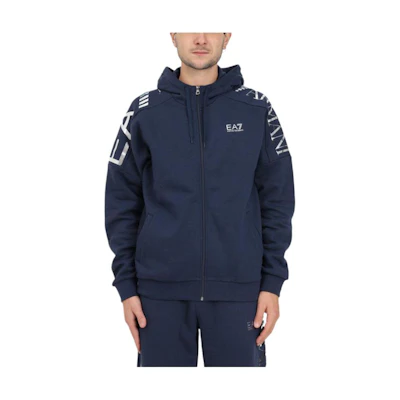 Emporio Armani EA7 Blue Slim-Fit Logo Zip Hoodie Jacket 6RPM24-PJHLZ-1554