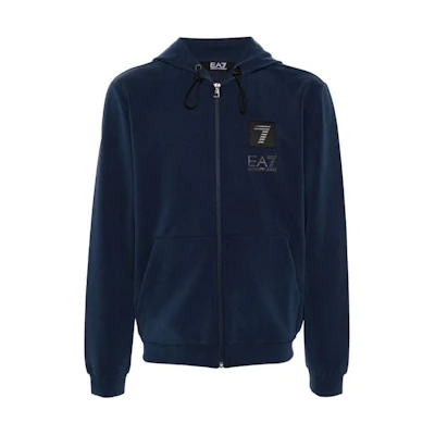 Emporio Armani EA7 Blue Slim Fit Zip-up Hoodie Jacket SS24 6RPM87-PJGEZ-1554