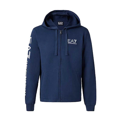 Emporio Armani EA7 Blue Zip Hoodie with Logo Print 3ZPM14-PJ05Z-1554
