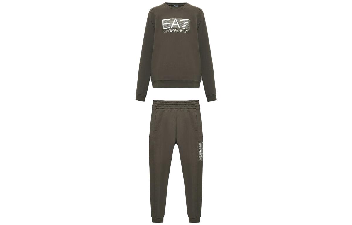 Emporio Armani EA7 Brown Crewneck Sweatshirt and Sweatpants Set 6LPV64-PJ07Z-1866