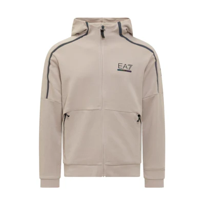Emporio Armani EA7 Brown Hoodie with Solid Color & Embroidered Logo 6LPM83-PJANZ-1716