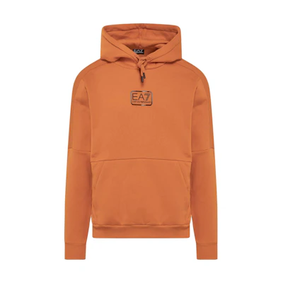 Emporio Armani EA7 Brown Hoodie with Solid Logo Print Design 6LPM96-PJ07Z-1682