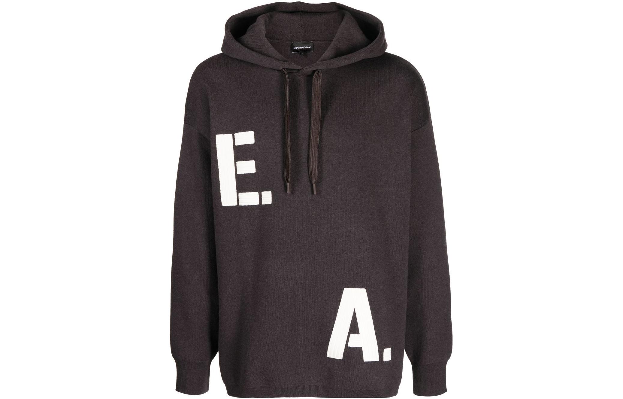Emporio Armani EA7 Chocolate Letter Print Pullover Sweatshirt 6L1MXS-1MBWZ-0482