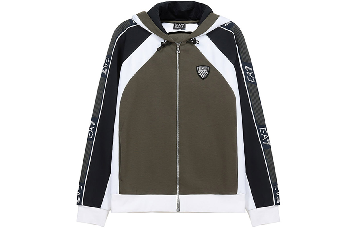 Emporio Armani EA7 Color-Block Hoodie Jacket Green/White 6HPM01-PJ3MZ-1867