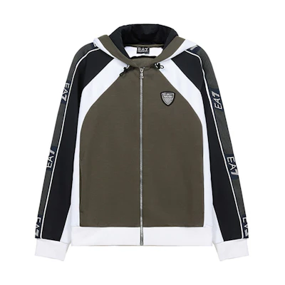 Emporio Armani EA7 Color-Block Hoodie Jacket Green/White 6HPM01-PJ3MZ-1867
