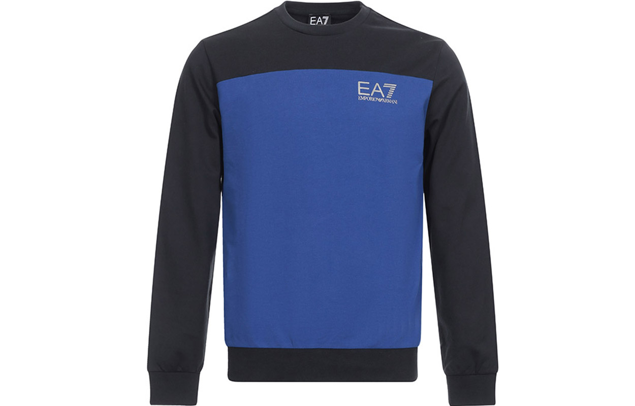 Emporio Armani EA7 Colorblock Crewneck Long Sleeve Sweatshirt Men Navy 6ZPM39-PJ05Z-1578