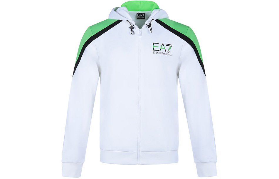 Emporio Armani EA7 Colorblock Hooded Logo Jacket - White 3KPME7-PJ3MZ-1100