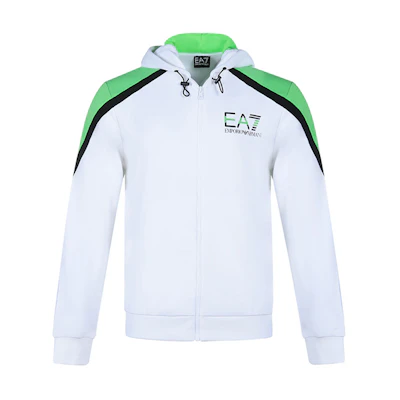 Emporio Armani EA7 Colorblock Hooded Logo Jacket - White 3KPME7-PJ3MZ-1100