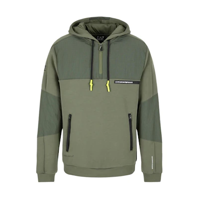 Emporio Armani EA7 Colorblock Logo Hoodie Green SS24 3DPM18-PJUXZ-1846