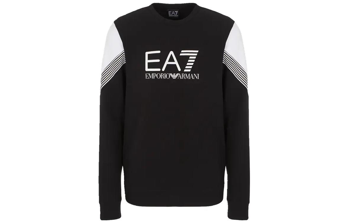 Emporio Armani EA7 Colorblock Logo Print Pullover Sweatshirt Black () 6LPM55-PJ9FZ-1200