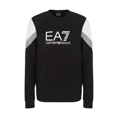 Emporio Armani EA7 Colorblock Logo Print Pullover Sweatshirt Black () 6LPM55-PJ9FZ-1200