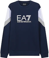 Emporio Armani EA7 Colorblock Logo Pullover Navy Sweatshirt Casual Fit 6LPM55-PJ9FZ-1554 Emporio Armani EA7 Colorblock Logo Pullover Navy Sweatshirt Casual Fit 6LPM55-PJ9FZ-1554