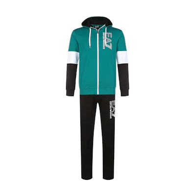 Emporio Armani EA7 Colorblock Logo Tracksuit SS22 Green Black Set 3LPV52-PJ05Z-28BP