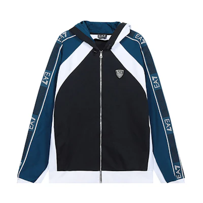 Emporio Armani EA7 Contrast Letter Hoodie Jacket - Navy Blue 6HPM01-PJ3MZ-1578