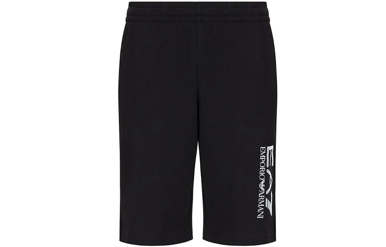 Order EMPORIO ARMANI EA7 Cotton Shorts with Logo Print in Black. 3KPS73-PJ05Z-1200