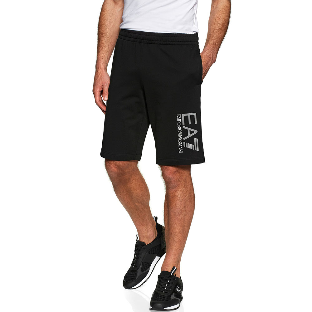Shop EMPORIO ARMANI EA7 Cotton Shorts with Logo Print in Black. 3KPS73-PJ05Z-1200