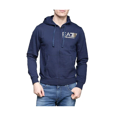 Emporio Armani EA7 Cotton Zip Hoodie Navy Blue 3ZPM99-PJ05Z-1554
