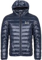 EMPORIO ARMANI EA7 Deep Blue Hooded Down Jacket Winter Collection 8NPB02-PN29Z-1578 EMPORIO ARMANI EA7 Deep Blue Hooded Down Jacket Winter Collection 8NPB02-PN29Z-1578