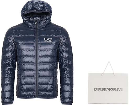 EMPORIO ARMANI EA7 Deep Blue Hooded Down Jacket Winter Collection 8NPB02-PN29Z-1578 Shop EMPORIO ARMANI EA7 Deep Blue Hooded Down Jacket Winter Collection 8NPB02-PN29Z-1578