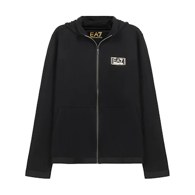 Emporio Armani EA7 FW20 Black Logo Zip-Up Hoodie Jacket 6HPM74-PJF3Z-1200