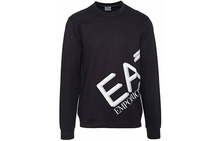 Emporio Armani EA7 FW20 Large Logo Print Black Sweatshirt for Men 6HPM27-PJ8LZ-1200