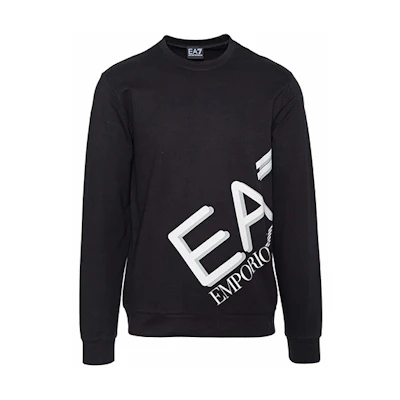 Emporio Armani EA7 FW20 Large Logo Print Black Sweatshirt for Men 6HPM27-PJ8LZ-1200