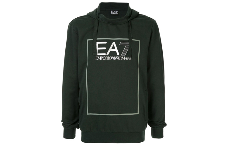 Emporio Armani EA7 FW21 Army Green Logo Print Hoodie 6GPM29-J05Z-1860