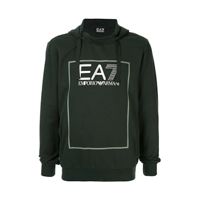 Emporio Armani EA7 FW21 Army Green Logo Print Hoodie 6GPM29-J05Z-1860