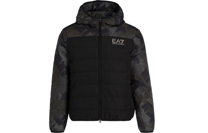 Emporio Armani EA7 FW21 Black Classic Logo Zip-Up Jacket Coat 6GPB02-N28Z-1200