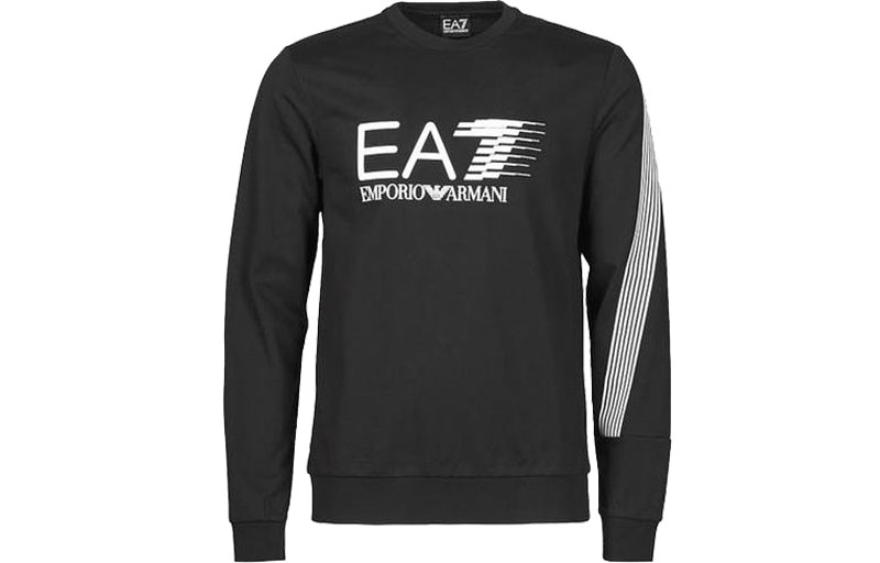 Emporio Armani EA7 FW21 Black Cotton Logo Sweatshirt Men 3KPM67-PJ05Z-1200