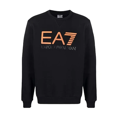 Emporio Armani EA7 FW21 Black Crewneck Sweatshirt with Large Logo Print 3KPME9-PJASZ-0999