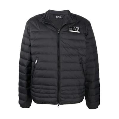Emporio Armani EA7 FW21 Black Down Jacket with Logo Print. 6KPB14-PNR4Z-1200