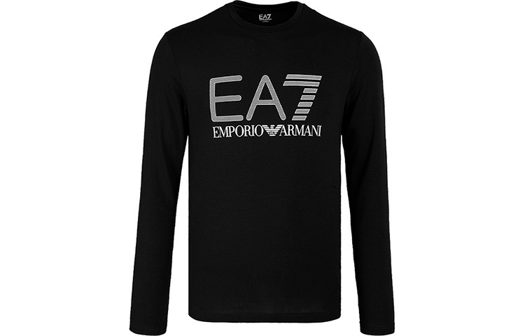 Emporio Armani EA7 FW21 Black Logo Crewneck Long Sleeve T-Shirt. 3KPT64-PJ03Z-1200